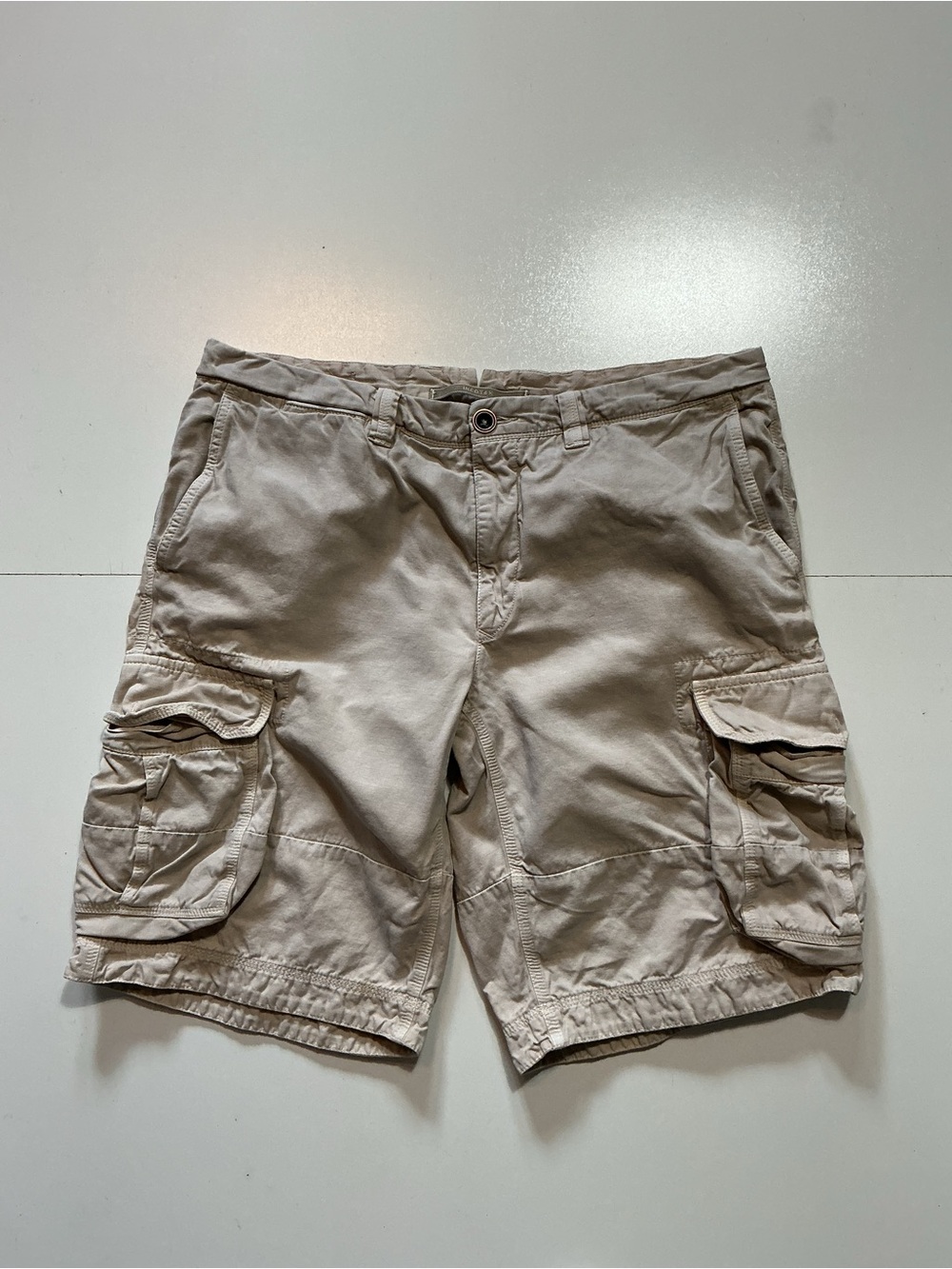 Incotex Slacks Tan Off White 11" Inseam Cargo Utility Paratrooper Shorts